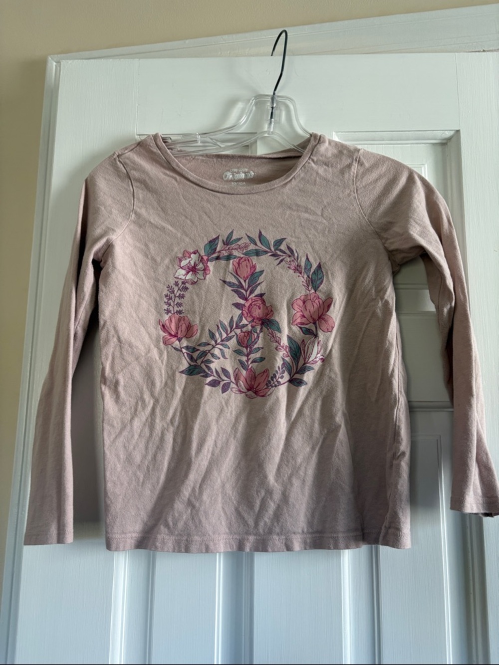 OshKosh B'gosh Girls Dusty Pink Long-Sleeve Tee with Floral Peace Sign